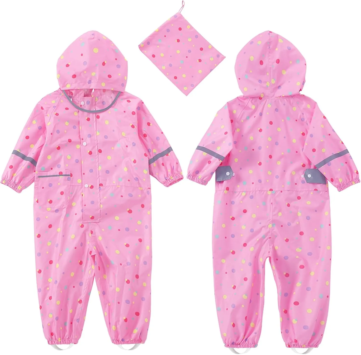 Toddler Kids Rain Suit Girls Boys One Piece Raincoat Waterproof Coverall Lightweight Rainwear Rain Jacket 1-10 Years