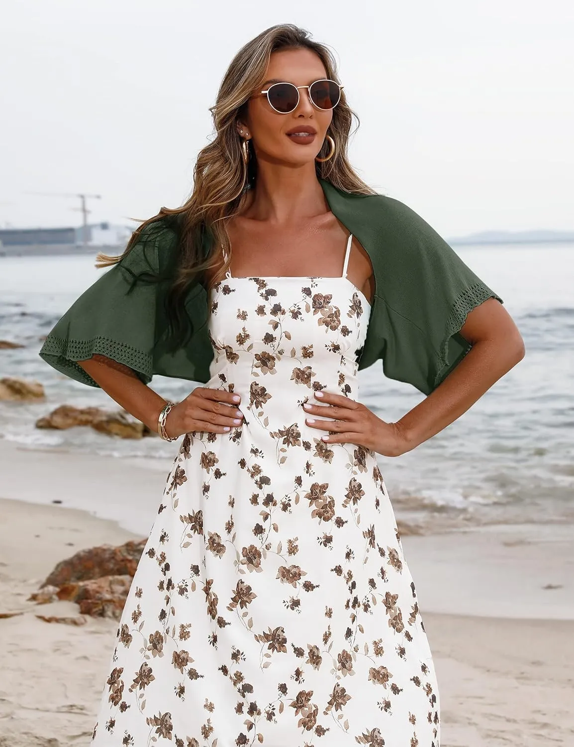 Totatuit Women's Short Sleeve Bolero Shrug for Dresses Open Front Knit Cropped Cardigan Loose Sheer Cardigan Sweater