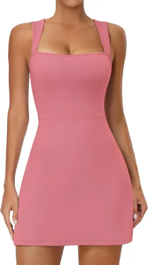 TQD Tennis Dress for Women Athletic Dress with Built in Shorts Golf Active Workout Exercise Dresses
