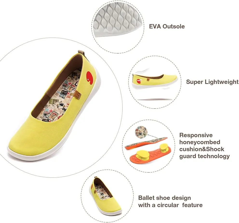 UIN Ballet Flats Shoes for Women Art Printed Wide Toe Casual Breathable Lightweight Slip On Women Loafers