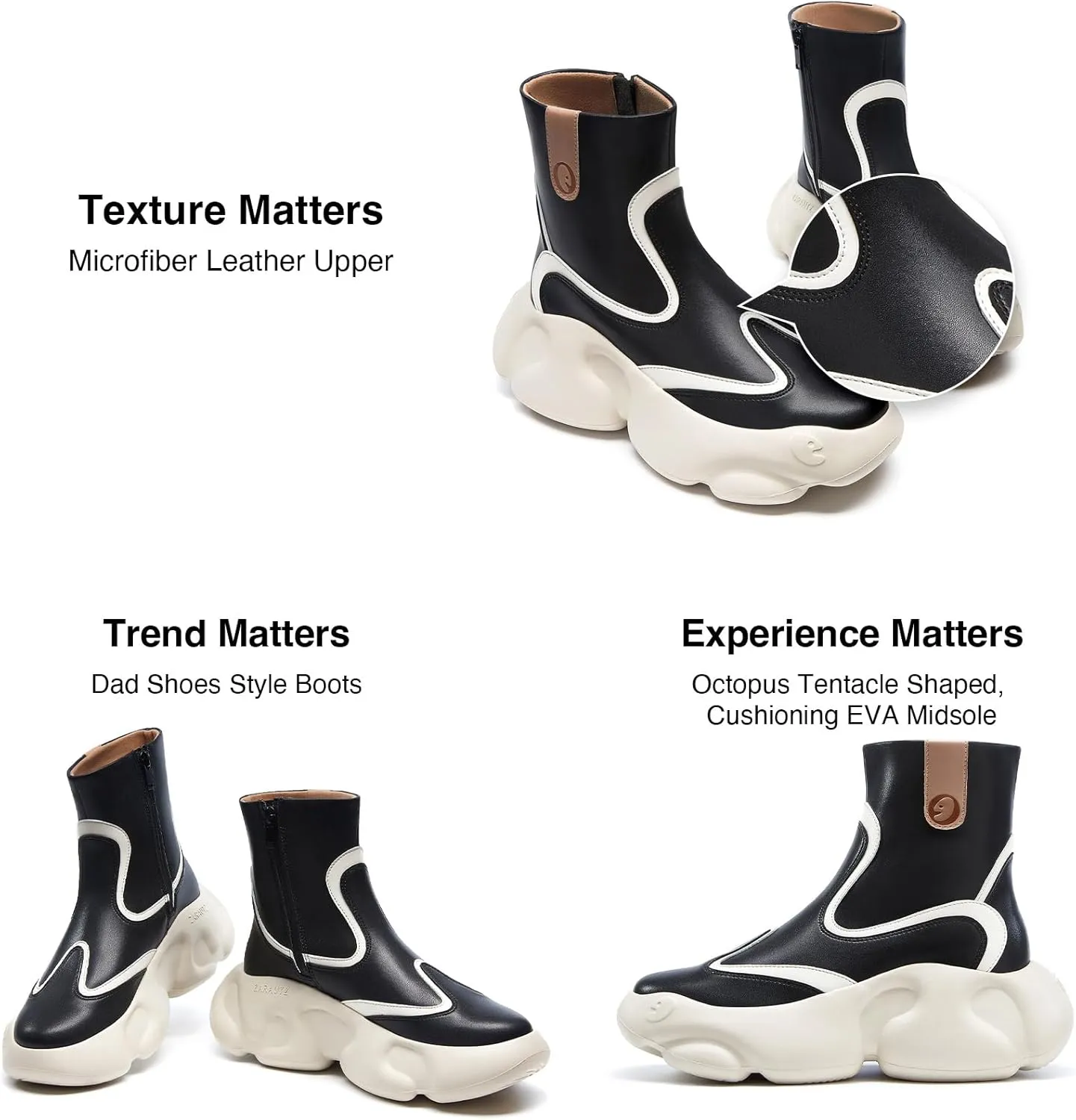 UIN Women's Boots Platform Chunky Fashion Walking Shoes Zarautz