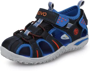 UOVO Boys Sandals Hiking Athletic Closed-Toe Beach Sandals Kids Summer Shoes (1 M US Little Kid, Black/blue)
