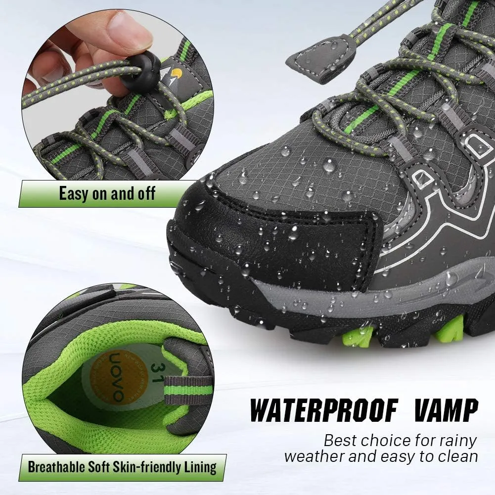 UOVO Boys Shoes Boys Sneakers Boys Tennis Running Shoes Waterproof Hiking Shoes Kids Athletic Outdoor Sneakers Slip Resistant(Little/Big Boys)