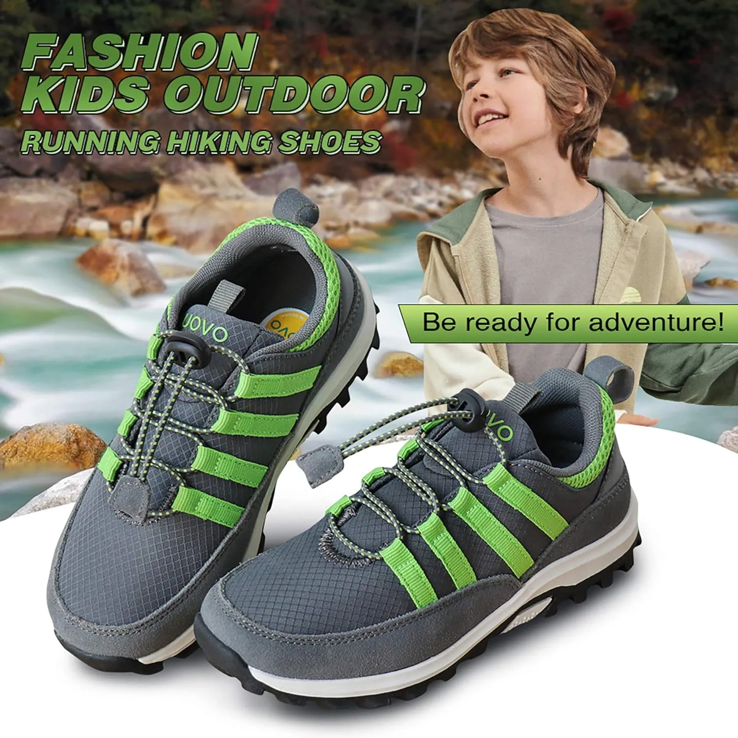 UOVO Boys Sneakers - Boys Hiking Tennis Running Shoes - Kids Waterproof Athletic Outdoor Sneakers - Non-Slip Comfortable (Little/Big Boys)