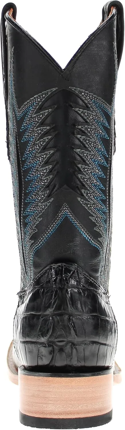 Vaccari Men's Paxton Gator Hornback Tail Leather Broad Square Toe Western Cowboy Boots