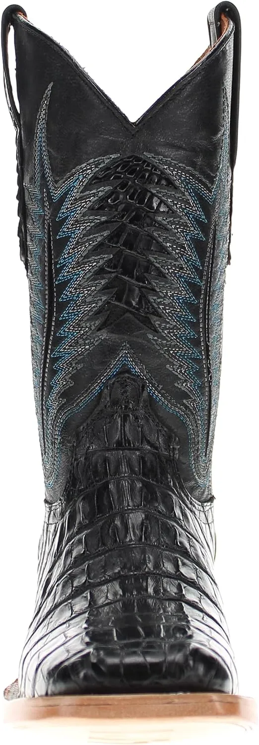 Vaccari Men's Paxton Gator Hornback Tail Leather Broad Square Toe Western Cowboy Boots