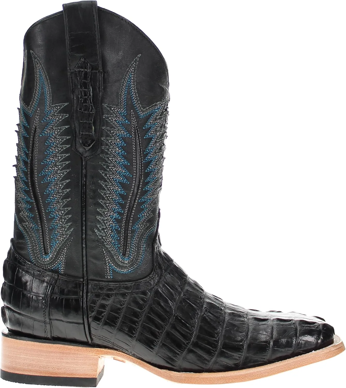 Vaccari Men's Paxton Gator Hornback Tail Leather Broad Square Toe Western Cowboy Boots