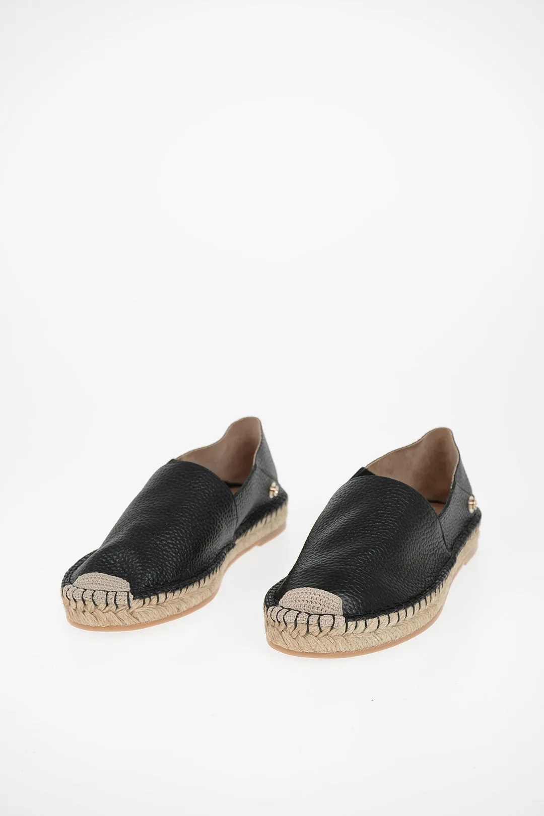 Valentino GARAVANI Leather Espadrilles with Feathers Application