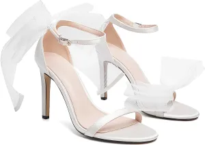 Vertundy Women's Bow Stiletto High Heeled Sandals Dress Wedding Party Shoes For Ladies