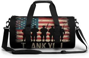 Veterans Day Memorial Day Partiotic Military Printed Sports Gym Bag for Women Men Travel Duffel Bag Workout Weekender Bags
