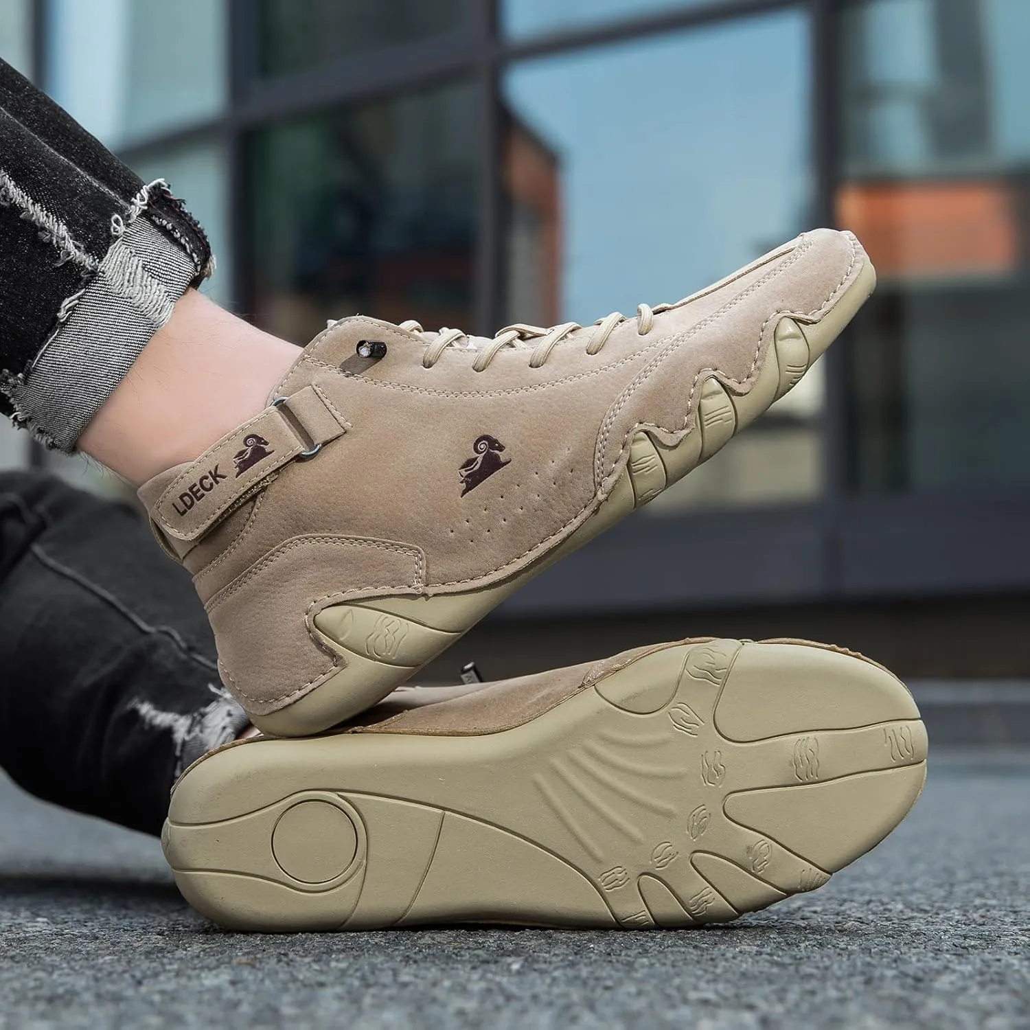 Vogany Shoes Women, Vogldeck - Waterproof and Breathable Orthopedic Shoes, Outdoor Beck Shoes Comfy Lightweight Non-Slip Orthopedic Sneakers Walking Hiking Ankle Boots(Khaki,US 6.5)