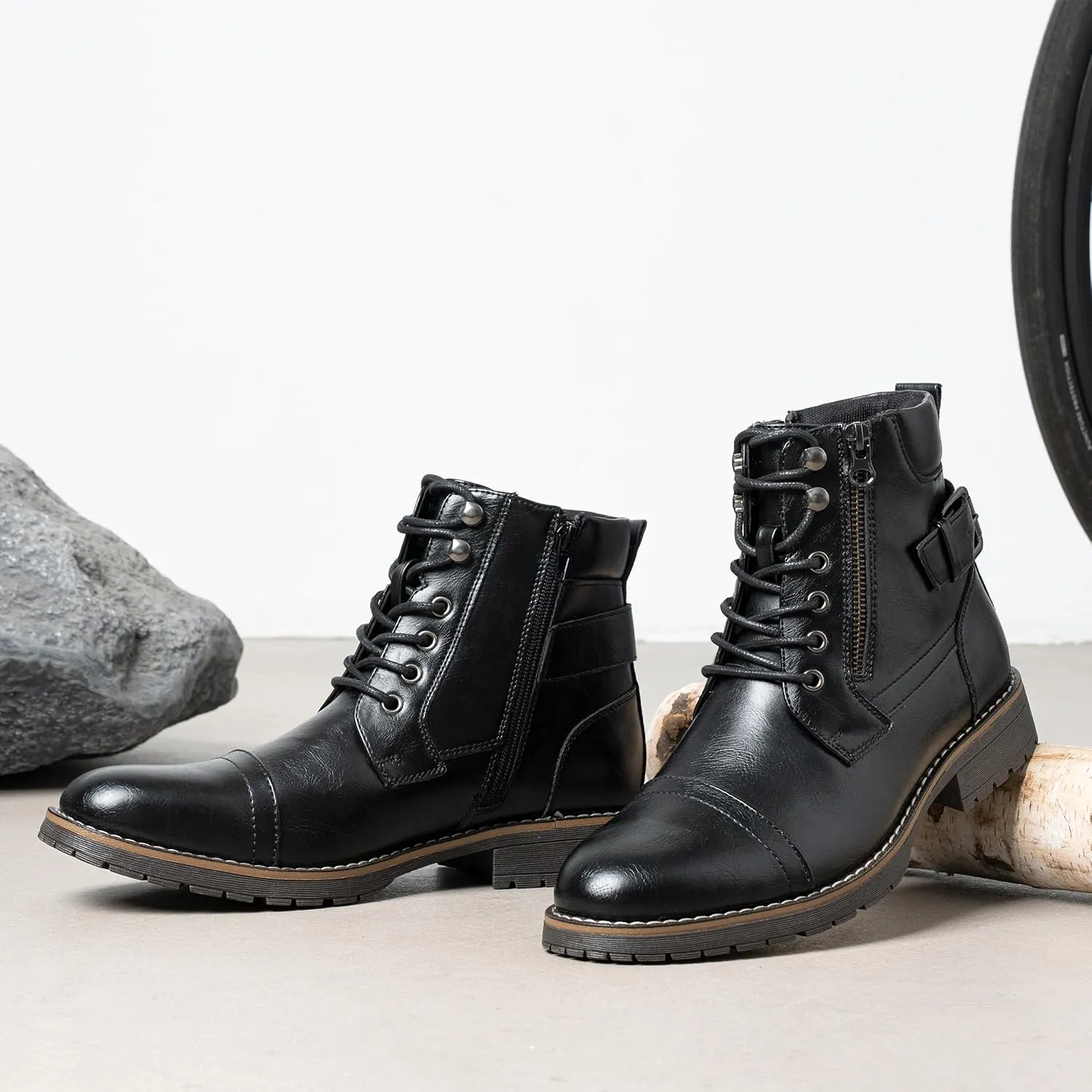 Vostey Men's Boots Boots for Men Casual Boots Motorcycle Combat Ankle Dress Boots Mens