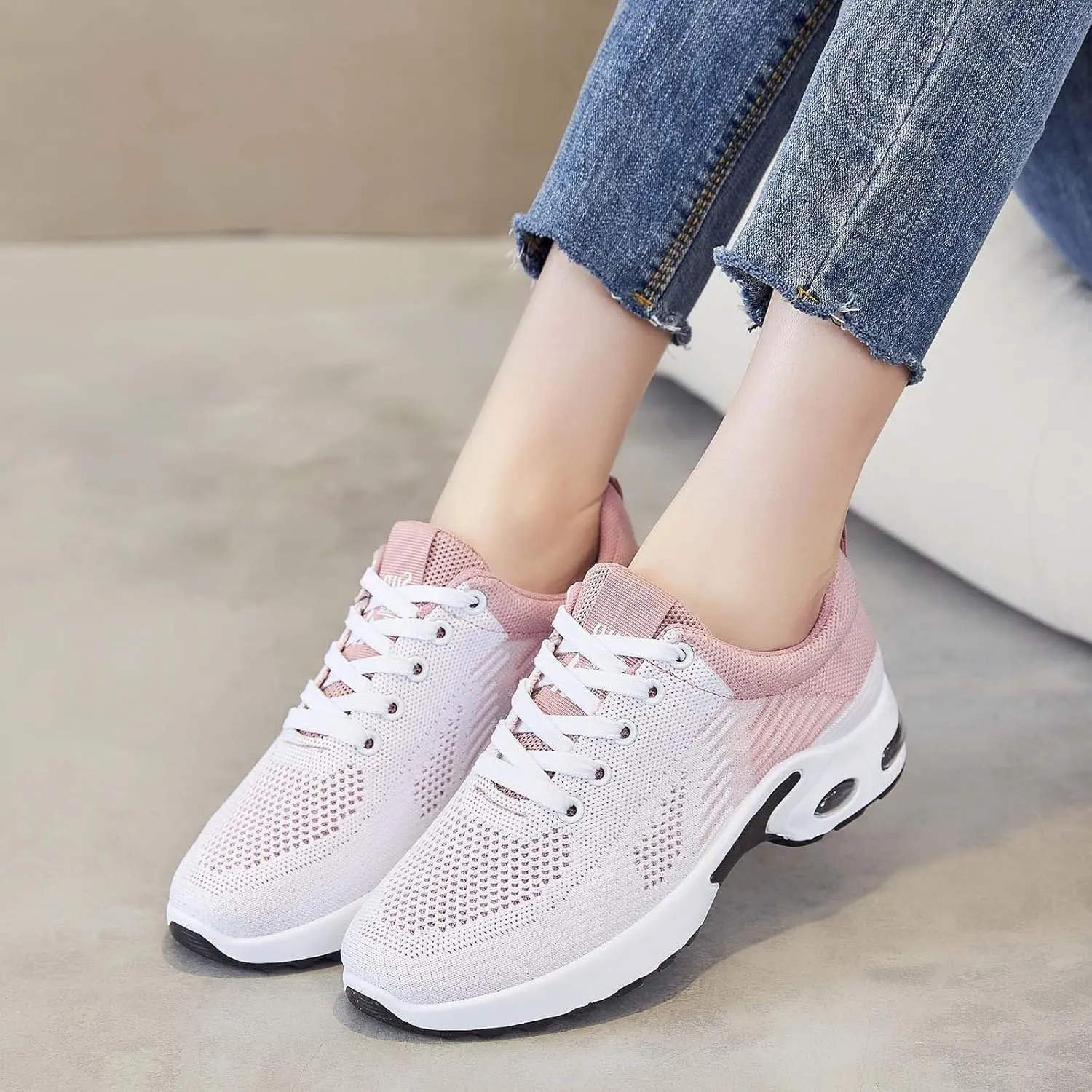Walking Shoes Women Slip On Air Cushion Running Shoes Lightweight Tennis Mesh Breathable Comfort Fashion Sneakers