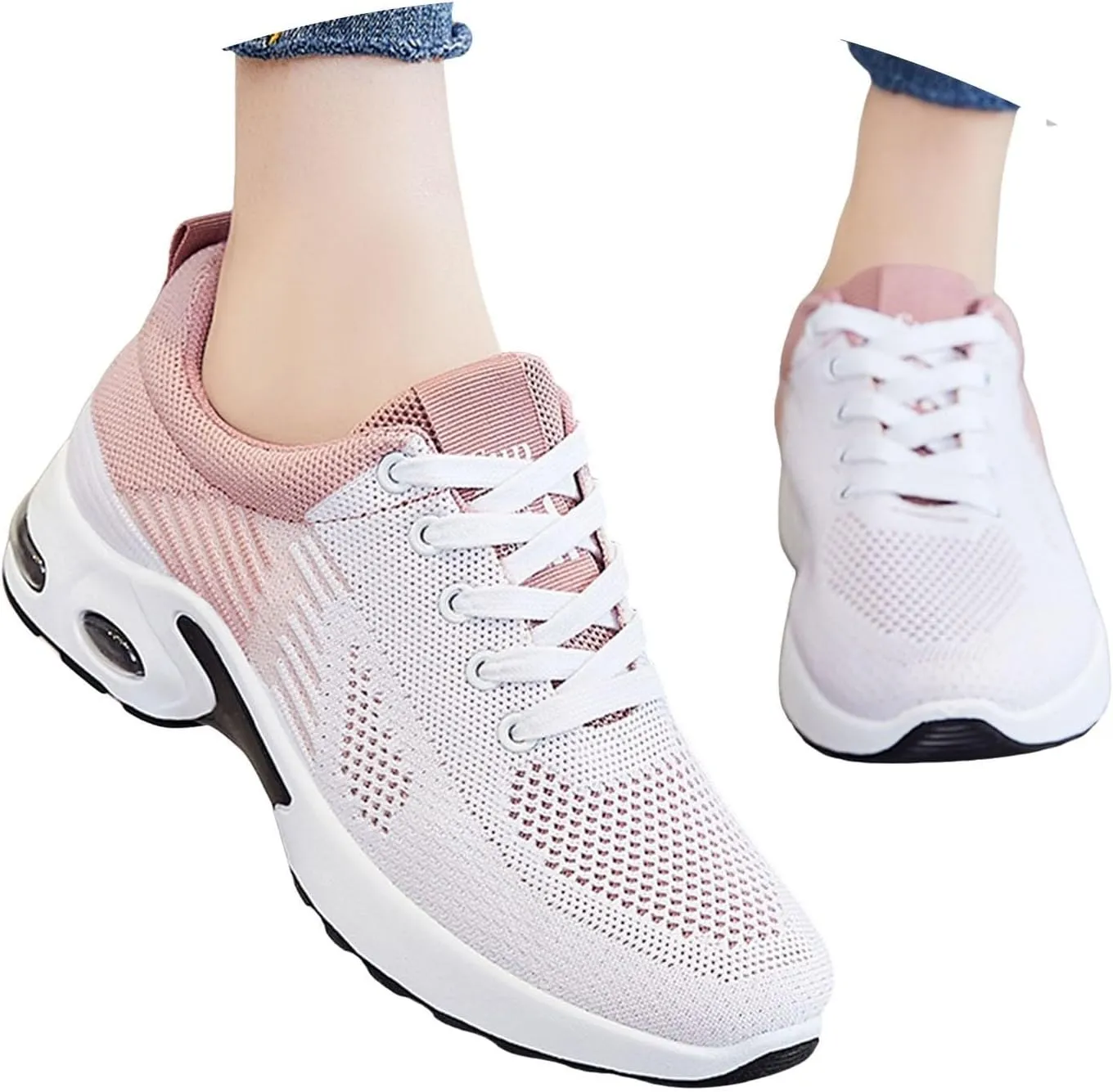 Walking Shoes Women Slip On Air Cushion Running Shoes Lightweight Tennis Mesh Breathable Comfort Fashion Sneakers