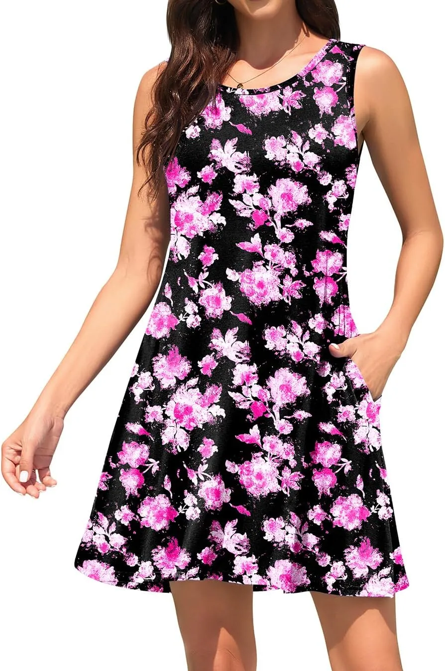WEACZZY Women Summer Casual Swing T Shirt Dresses Beach Cover up Loose Dress