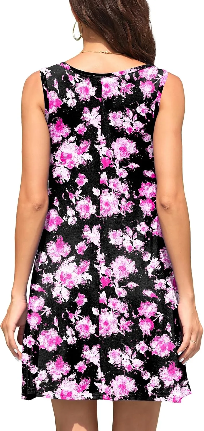 WEACZZY Women Summer Casual Swing T Shirt Dresses Beach Cover up Loose Dress