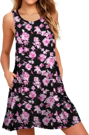 WEACZZY Women Summer Casual Swing T Shirt Dresses Beach Cover up Loose Dress