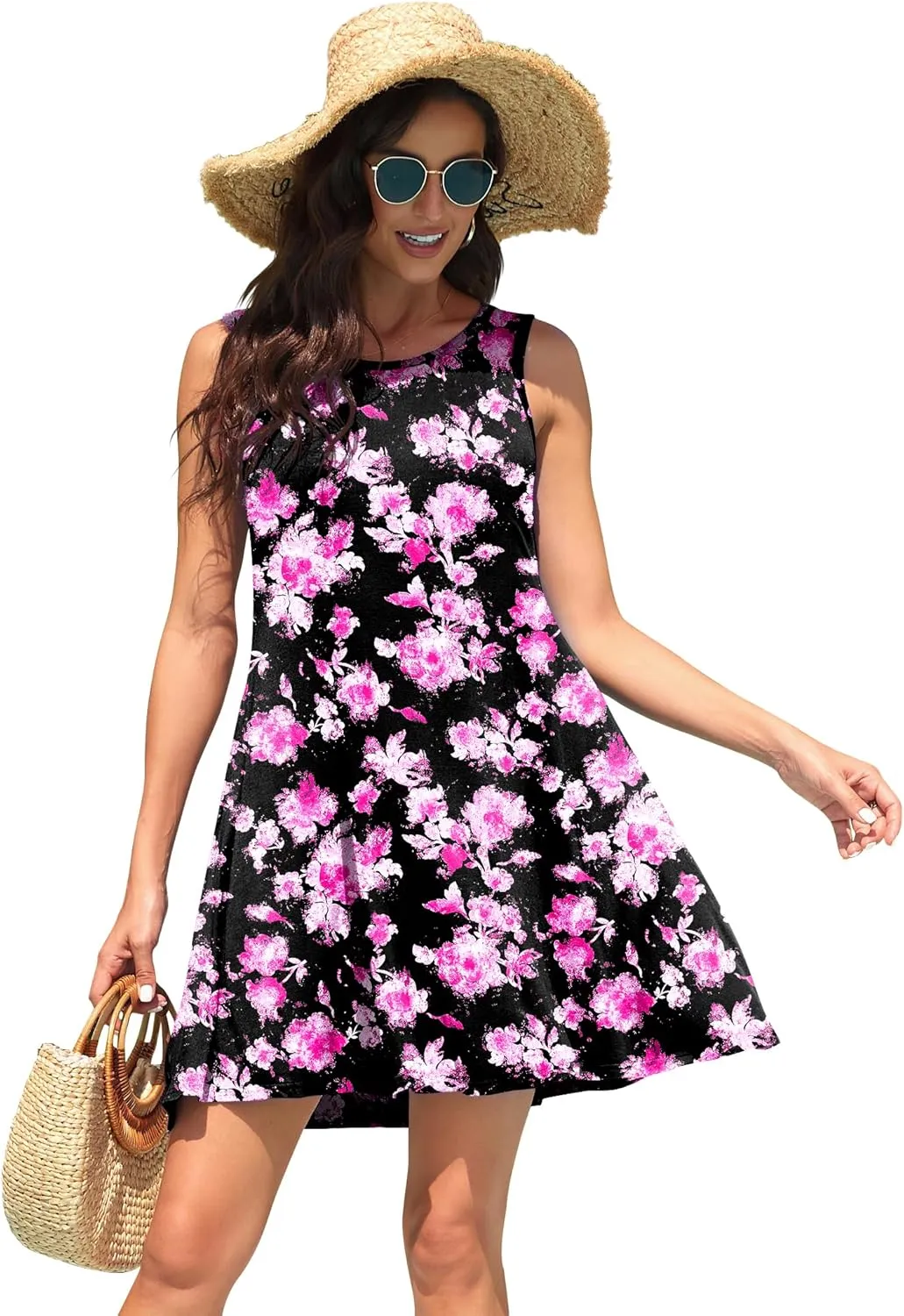 WEACZZY Women Summer Casual Swing T Shirt Dresses Beach Cover up Loose Dress