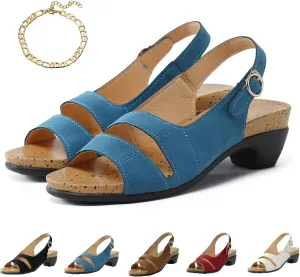 Wedge Peep Toe Casual Summer Sandals,Comfy Breathable Sandals,Chunky Heel Sandals for Women 2025,Women's Open Toe Buckle Ankle Strap Platform Wedge Sandals,Orthopedic Arch Support Platform Sandals