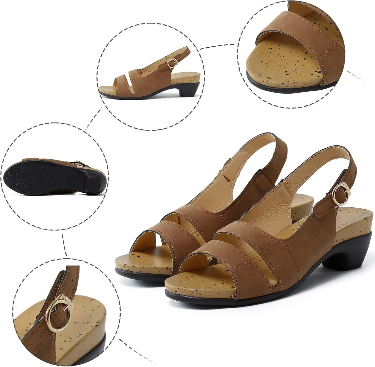 Wedge Peep Toe Casual Summer Sandals,Comfy Breathable Sandals,Chunky Heel Sandals for Women 2025,Women's Open Toe Buckle Ankle Strap Platform Wedge Sandals,Orthopedic Arch Support Platform Sandals