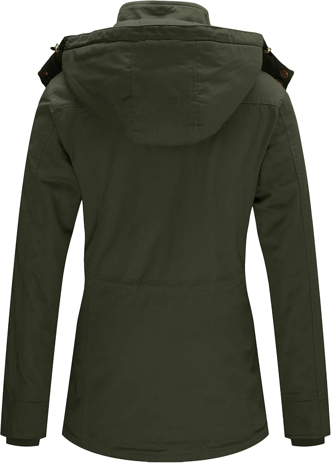 WenVen Women's Winter Warm Thicken Military Parka Jacket with Removable Hood