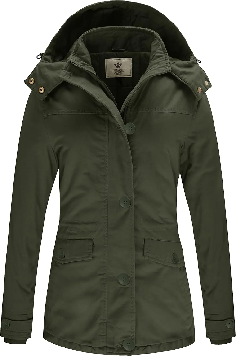WenVen Women's Winter Warm Thicken Military Parka Jacket with Removable Hood