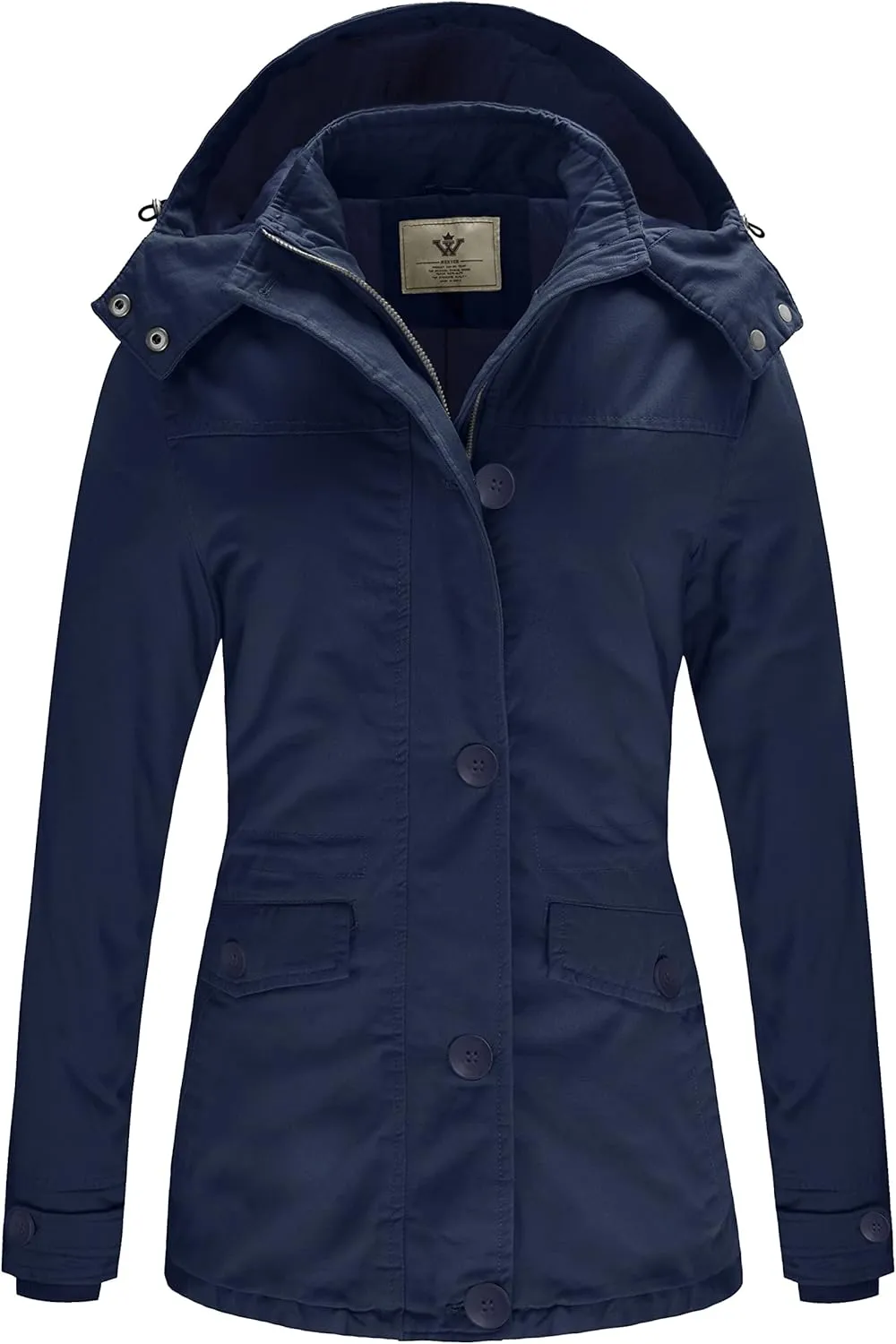 WenVen Women's Winter Warm Thicken Military Parka Jacket with Removable Hood