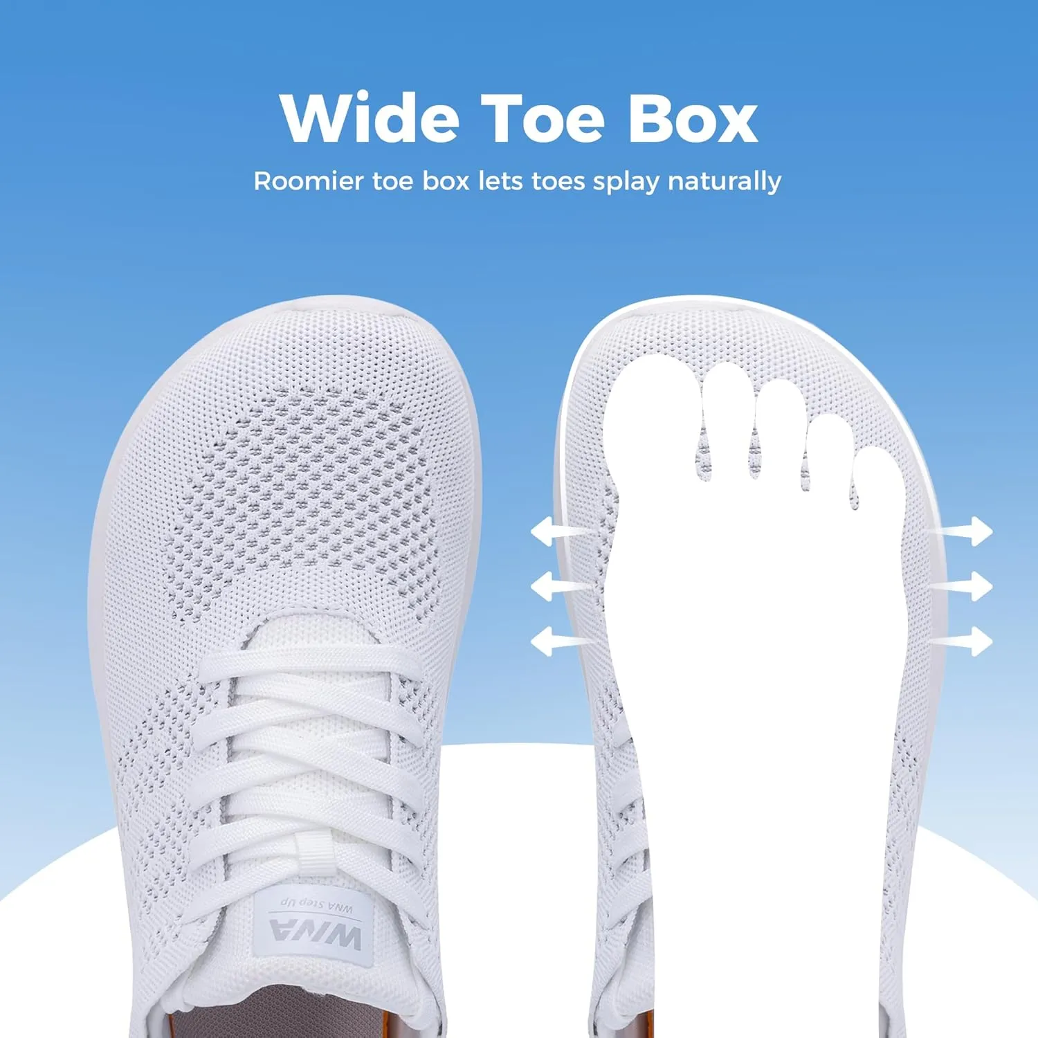 Wide Toe Box Shoes for Men Tennis Walking Sneakers with Arch Support Zero Drop Minimalist Design US 8-12
