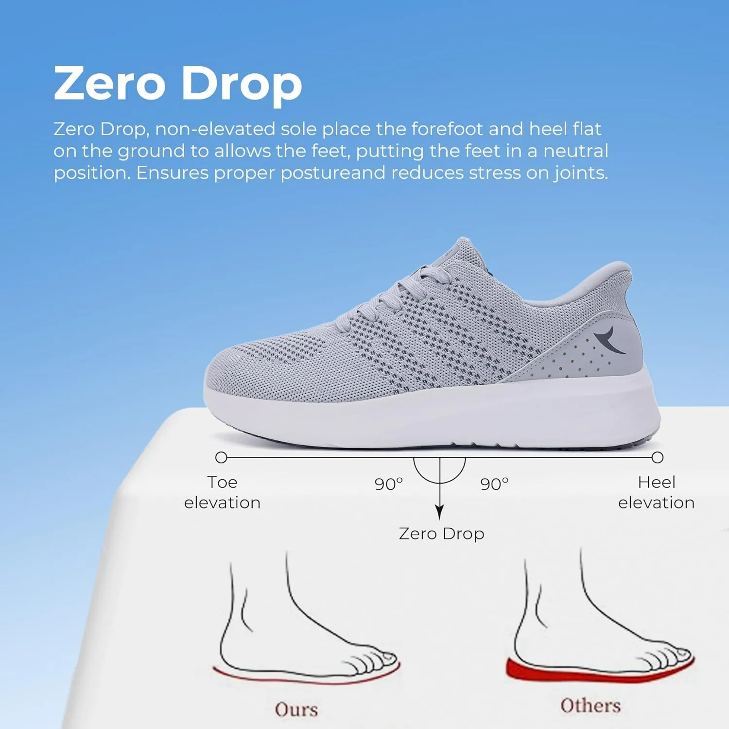 Wide Toe Box Shoes for Men Tennis Walking Sneakers with Arch Support Zero Drop Minimalist Design US 8-12