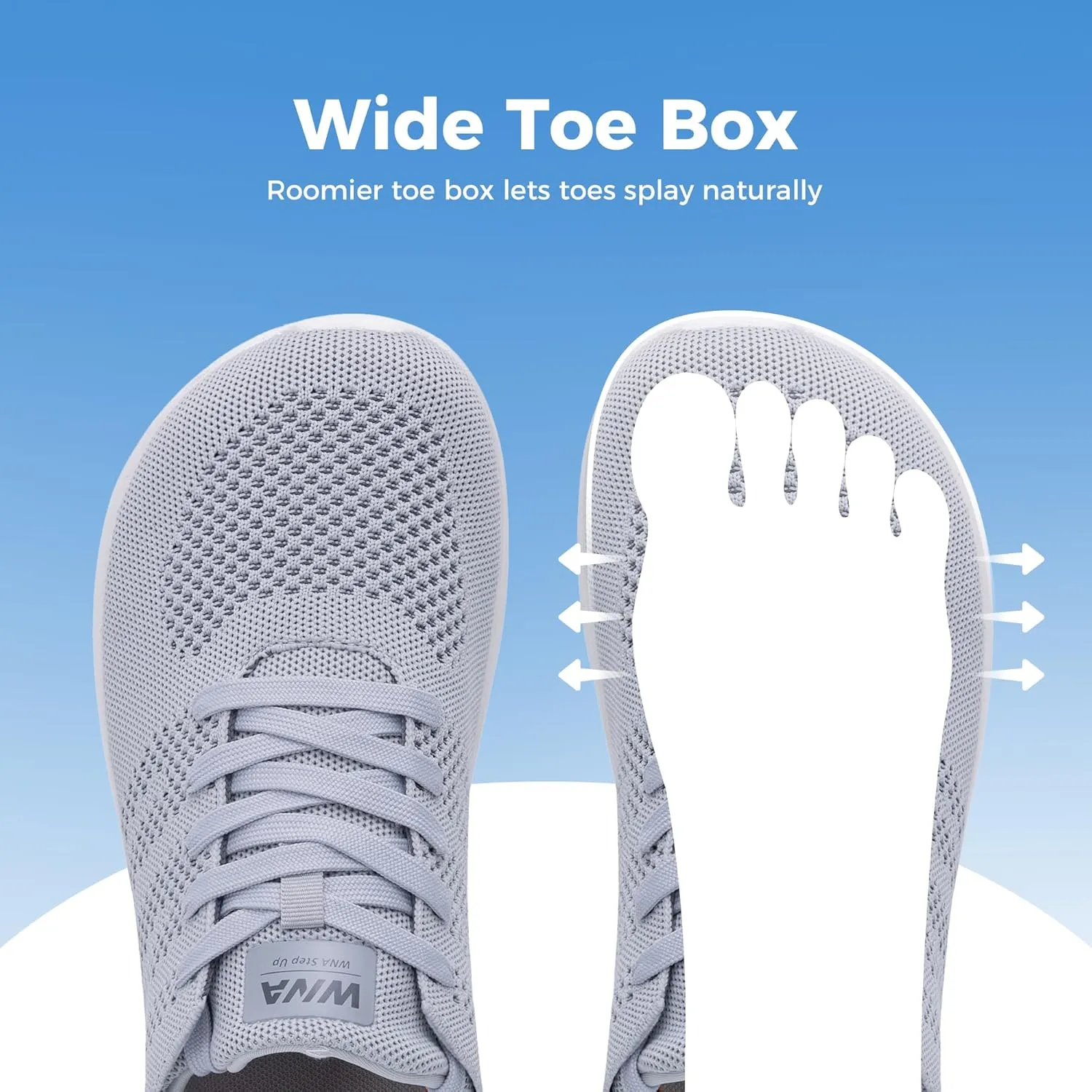 Wide Toe Box Shoes for Men Tennis Walking Sneakers with Arch Support Zero Drop Minimalist Design US 8-12