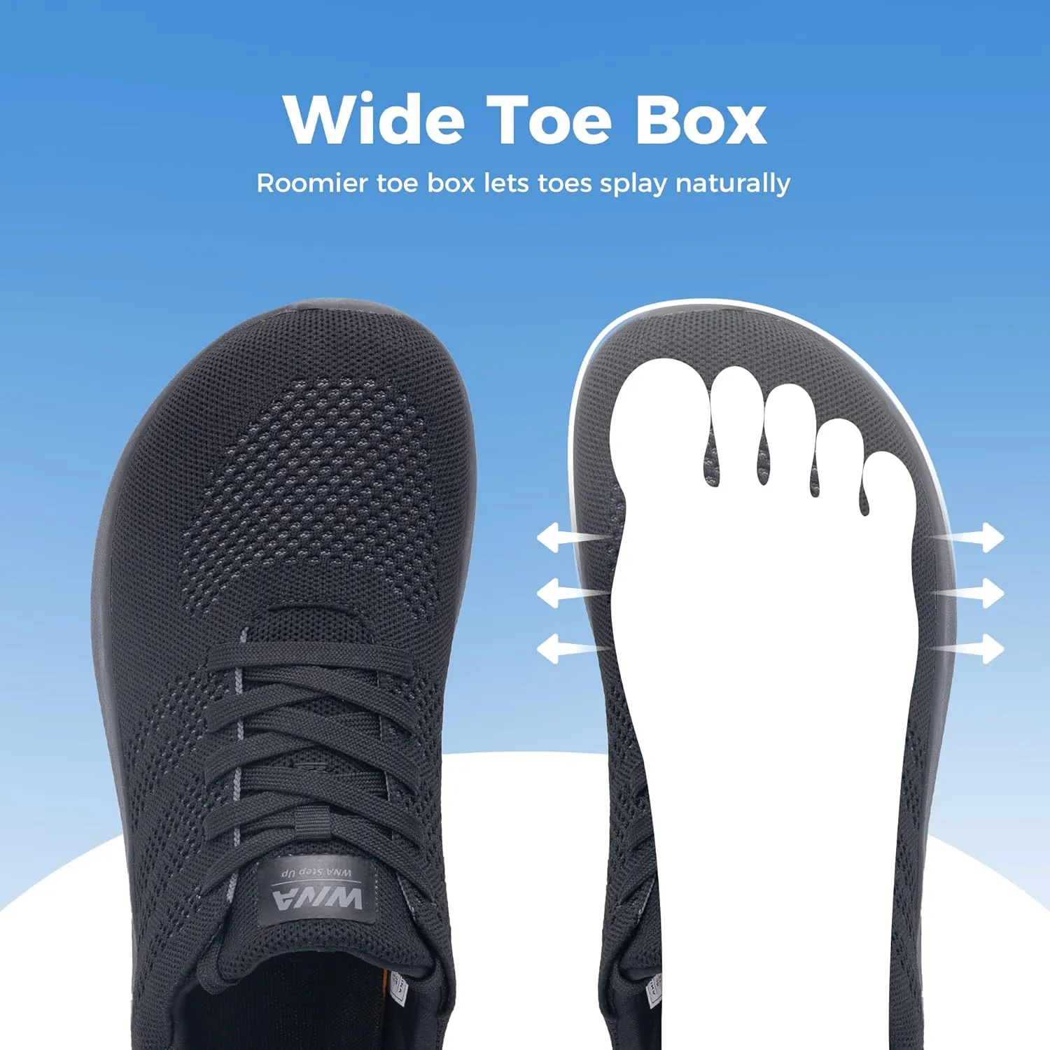 Wide Toe Box Shoes for Men Tennis Walking Sneakers with Arch Support Zero Drop Minimalist Design US 8-12
