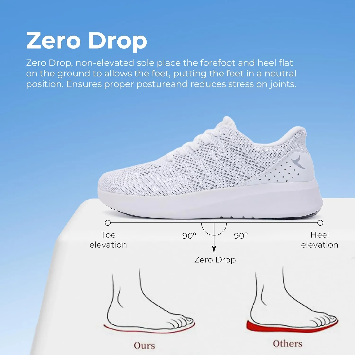 Wide Toe Box Shoes for Men Tennis Walking Sneakers with Arch Support Zero Drop Minimalist Design US 8-12