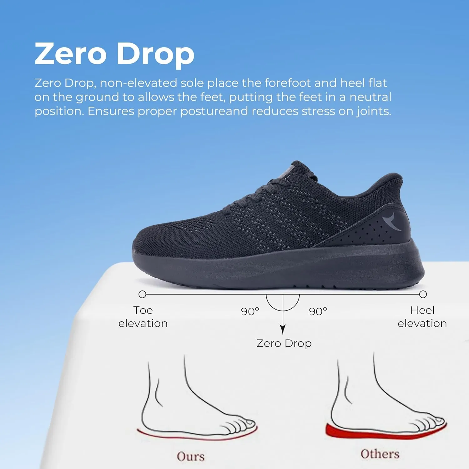 Wide Toe Box Shoes for Men Tennis Walking Sneakers with Arch Support Zero Drop Minimalist Design US 8-12