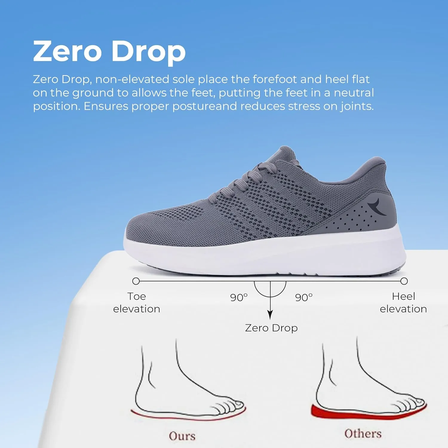 Wide Toe Box Shoes for Men Tennis Walking Sneakers with Arch Support Zero Drop Minimalist Design US 8-12