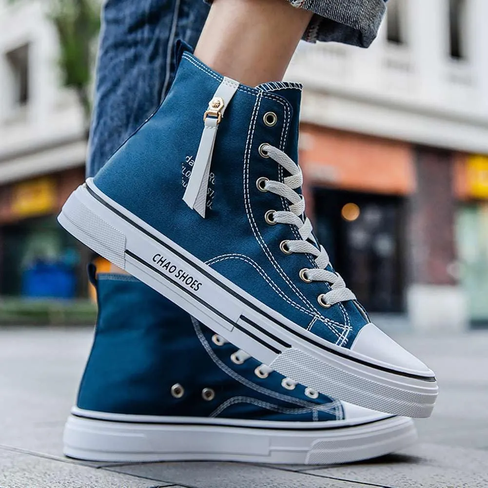 WILTENA Men's Fashion High Top Street Canvas Sneakers Boy's Casual Outdoor Youth Shoes
