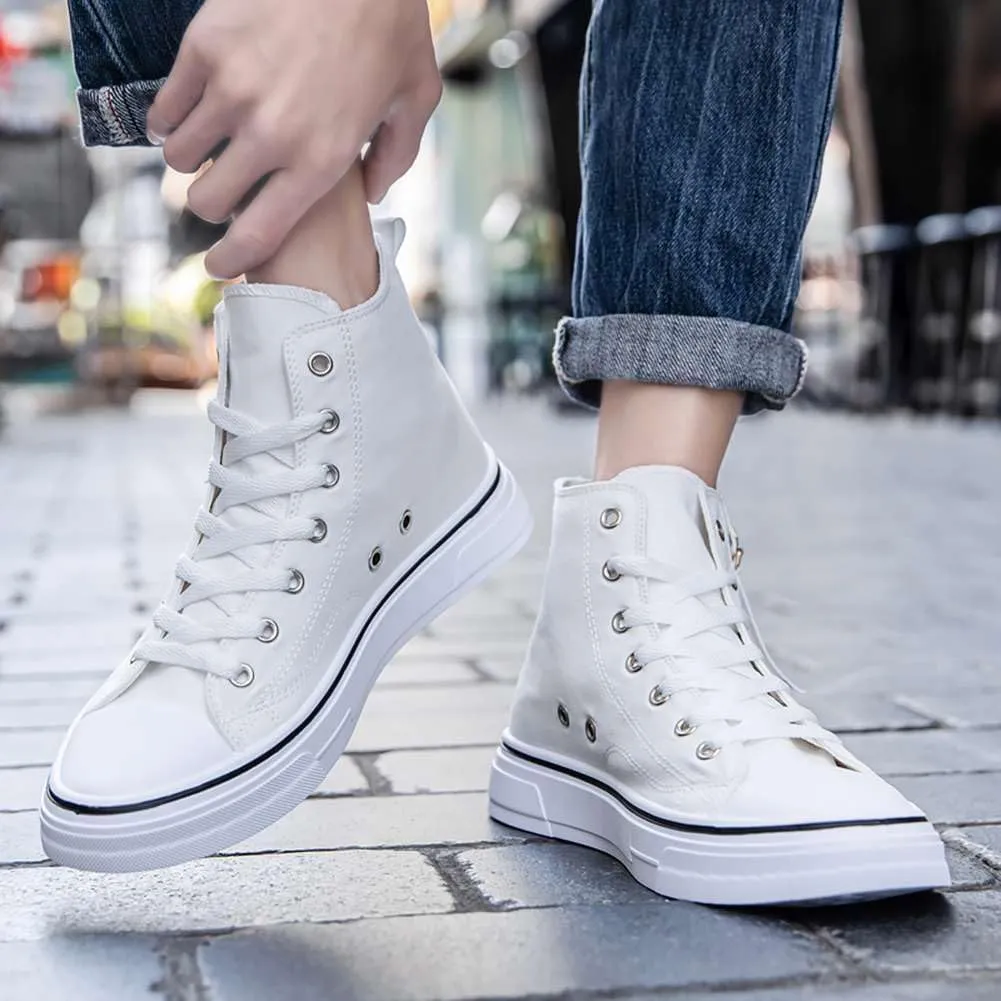 WILTENA Men's Fashion High Top Street Canvas Sneakers Boy's Casual Outdoor Youth Shoes