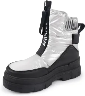 Winter Boots for Women Waterproof, Snow Boots for Women, Womens Mid Calf Low Heel Zip Up Anti-Slip Warm Booties Comfortable for Outdoor Walking Hiking