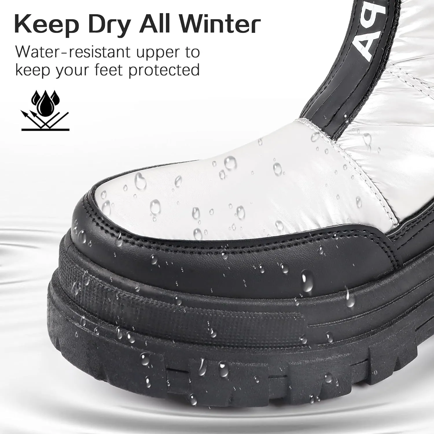 Winter Boots for Women Waterproof, Snow Boots for Women, Womens Mid Calf Low Heel Zip Up Anti-Slip Warm Booties Comfortable for Outdoor Walking Hiking