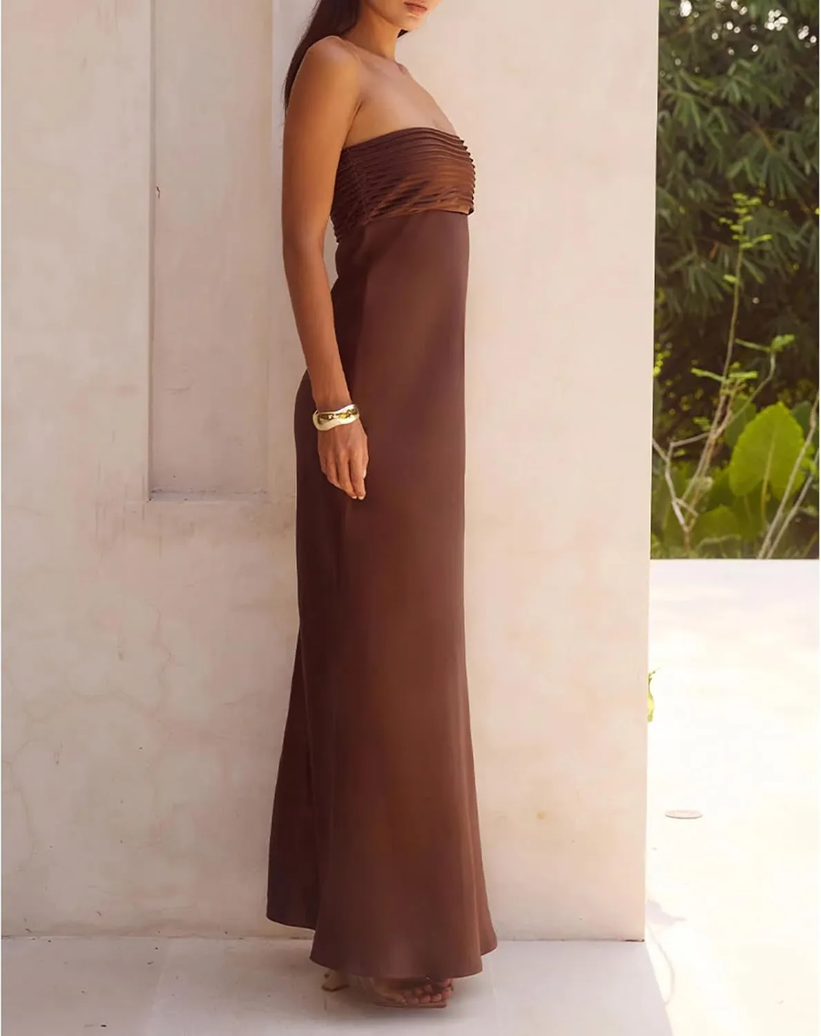 Women Floral Tube Dress Y2k Strapless with Scarf Maxi Dresses Backless Mesh Long Sexy Formal Cocktail Sundress