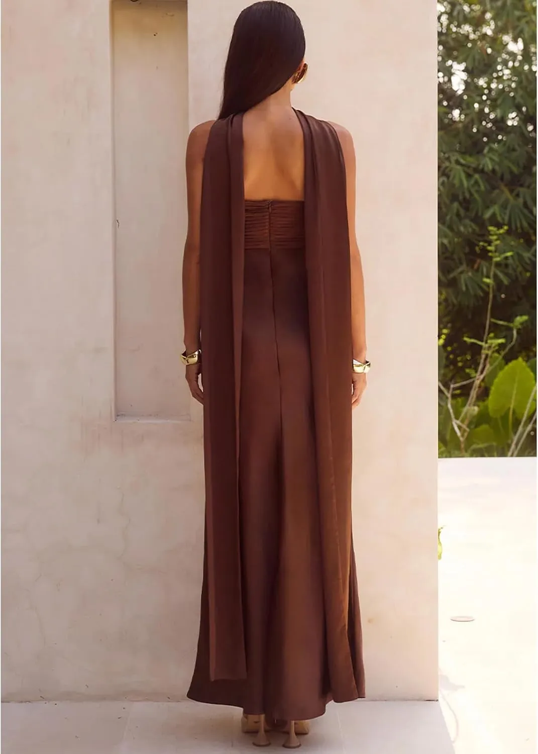 Women Floral Tube Dress Y2k Strapless with Scarf Maxi Dresses Backless Mesh Long Sexy Formal Cocktail Sundress