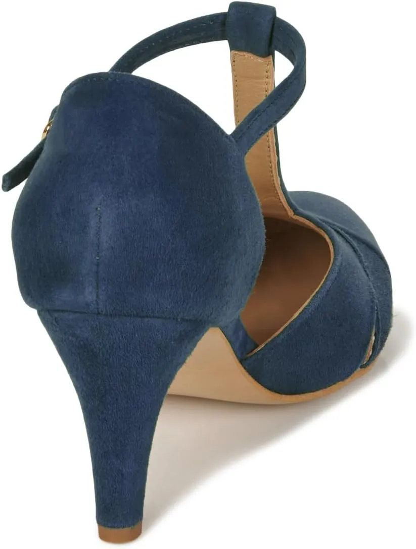 Women Kitten Heels Mary Jane Pumps Shoes Ankle T-Strap Closed Round Toe Sandals Heeled Cut Out Suede Mary Janes Dress Shoe Mid Thin Heel Patchwork Office Ladies Wedding Party Dance 4-11 M US