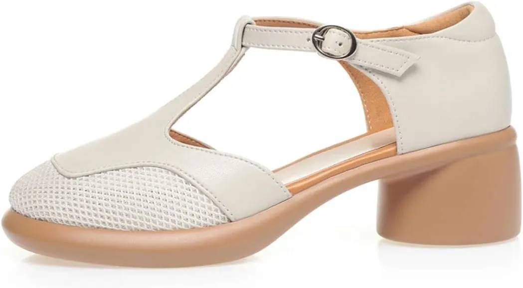 Women Sandals Round Heel Non-Slip Sole Open Toe Buckle Strap Casual Gladiator Summer Beach Sandals