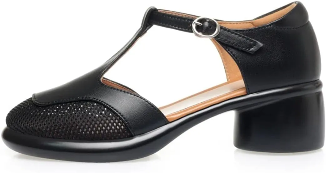 Women Sandals Round Heel Non-Slip Sole Open Toe Buckle Strap Casual Gladiator Summer Beach Sandals