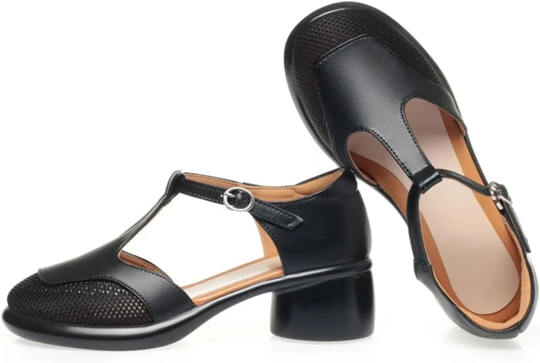Women Sandals Round Heel Non-Slip Sole Open Toe Buckle Strap Casual Gladiator Summer Beach Sandals