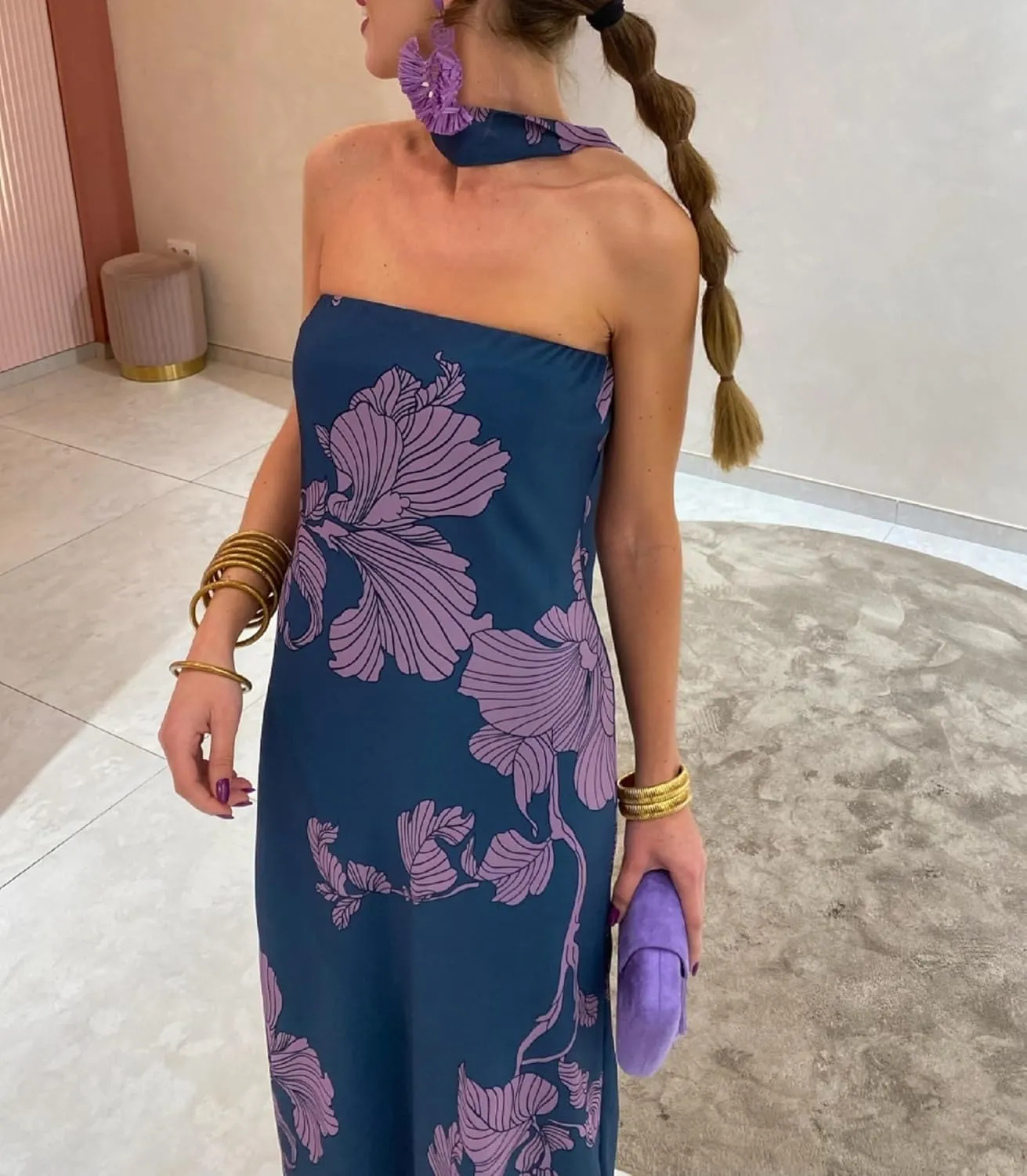 Women Y2K Floral Tube Long Dress Strapless Backless Bodycon Maxi Dress Summer Holiday Bandeau Dresses Beachwear
