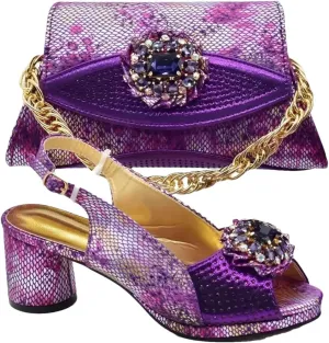 Women's African Wedding Luxury Set - Italian Rhinestone Shoes & Matching Bag for Nigerian Celebrations