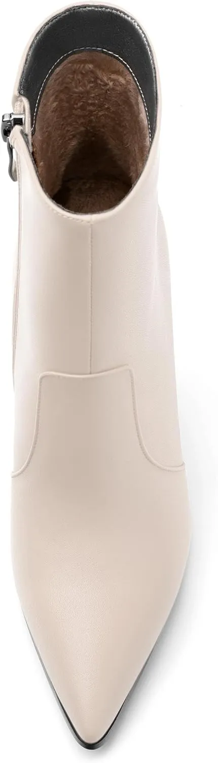Womens Boots Ankle High Stiletto Heel Pointed Toe Side Zipper Solid Matte Bootie Ankle Fashion Short Bootites for Daily Office Party