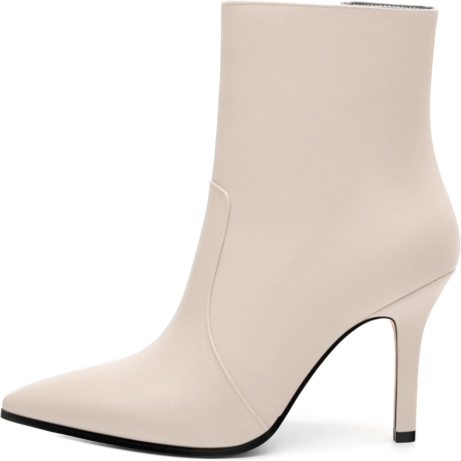 Womens Boots Ankle High Stiletto Heel Pointed Toe Side Zipper Solid Matte Bootie Ankle Fashion Short Bootites for Daily Office Party
