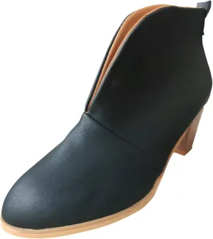 Womens Boots Ankle Womens Boots Fahsion Dressy Booties Slip On Low Heel Stacked Leather Boots Walking Short Shoes