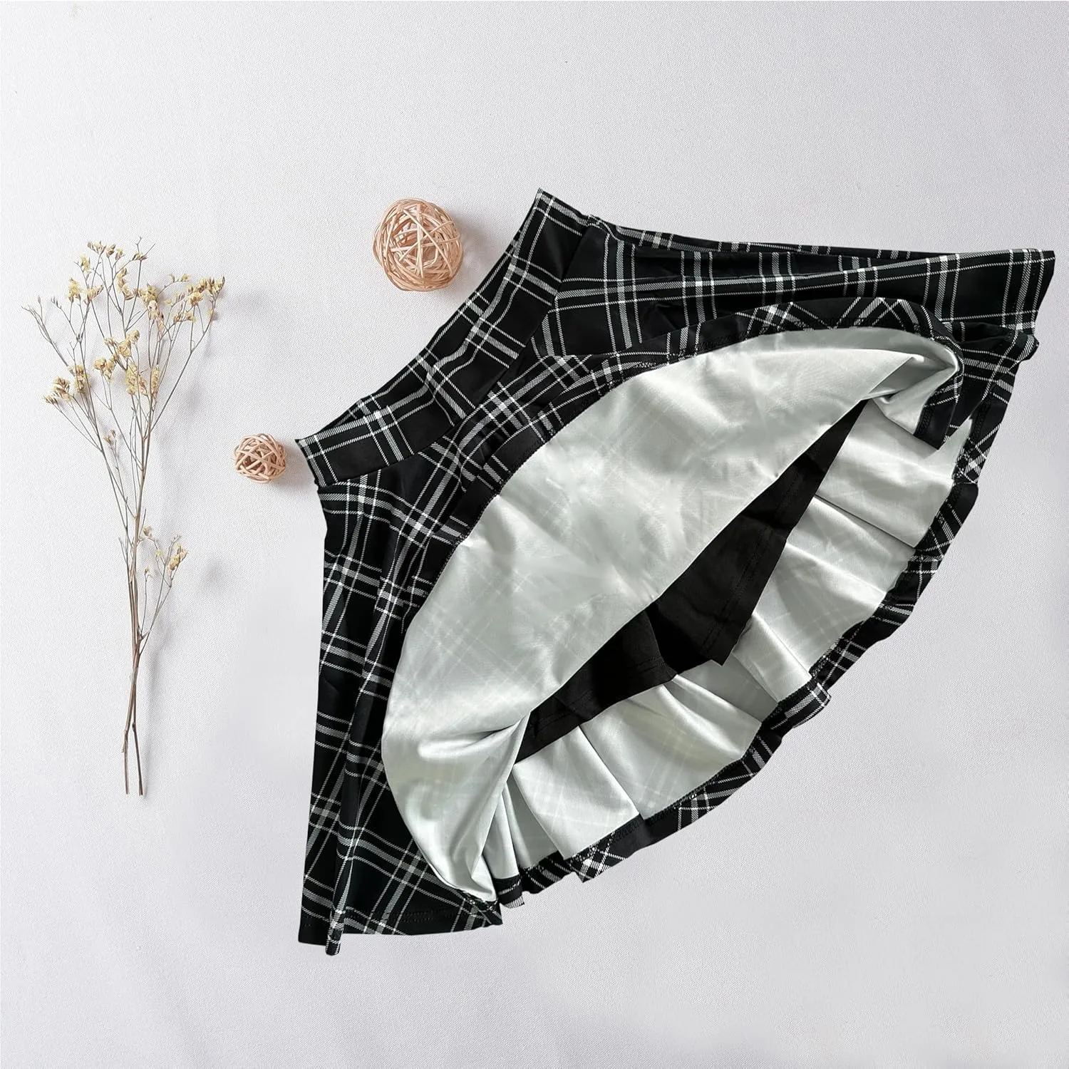 Women's Casual Basic Skirts Mini Flared Skater Stretchy A-Line Party Skirts with Shorts
